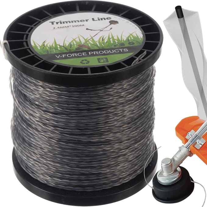 Trimmer Draad - Vervangingsdraad Grasmaaier - Gazon Onderhoud - Extra Verstevigd - 2.4mm x 100m - Grijs