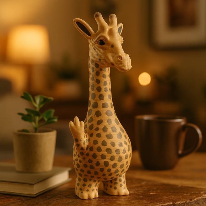 AnimalsAttitude – Grote Giraffe Figurine met Middelvinger – 3D-geprint PLA Beeldje – Striking Display Decor
