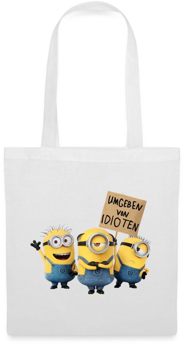 Minions Met Schild Umgeben Von Idioten Tas Van Stof Schoudertas
