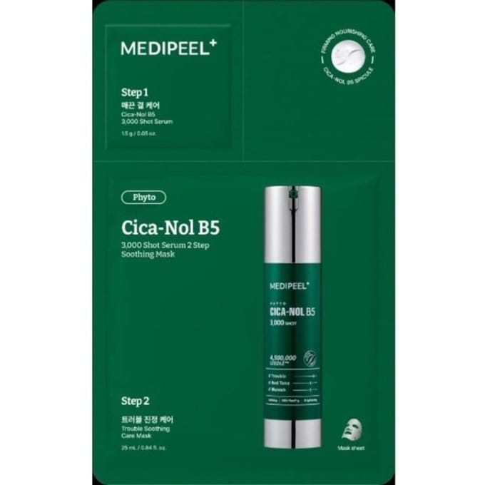 Medi-Peel Phyto Cica-Nol B5 3 000 Shot Serum 2 Step Soothing Mask 2 steps, 5ea +RANDOM GIFT