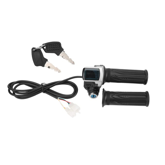 Elektrische Fiets Draaigas Handvat Lock Sleutelset LED Indicator voor Motorfiets Scooter 48V black