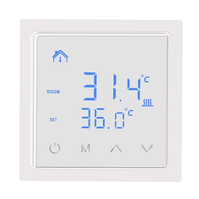 Slimme Thermostaat 16A Vloerverwarming Temperatuurregelaar met LED Touchscreen 85265V Elektrisch wit