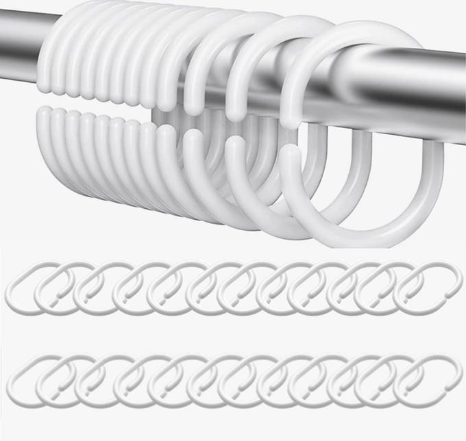 Douchegordijn Ringen 2 Sets met 24 stuks – Kunststof Shower Curtain Rings - Wit