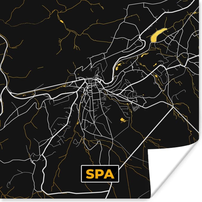 Poster Kaart - Spa - Plattegrond - Goud - Stadskaart - 30x30 cm