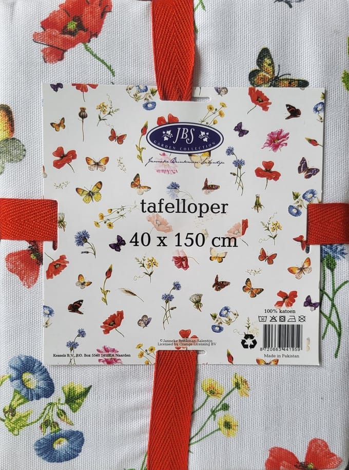Tafelloper Vlinders en Bloemen Janneke Brinkman 40x150 cm