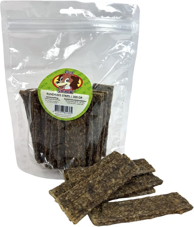 Petsnack - Rundvlees Vleesstrips - Natuurlijk - Diergigant - 300gr