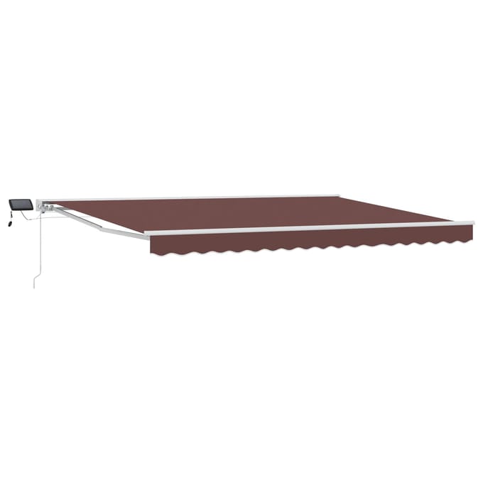 vidaXL - Handbediende - luifel - met - LED's - Bruin - en - wit - 4 - × - 3 - m