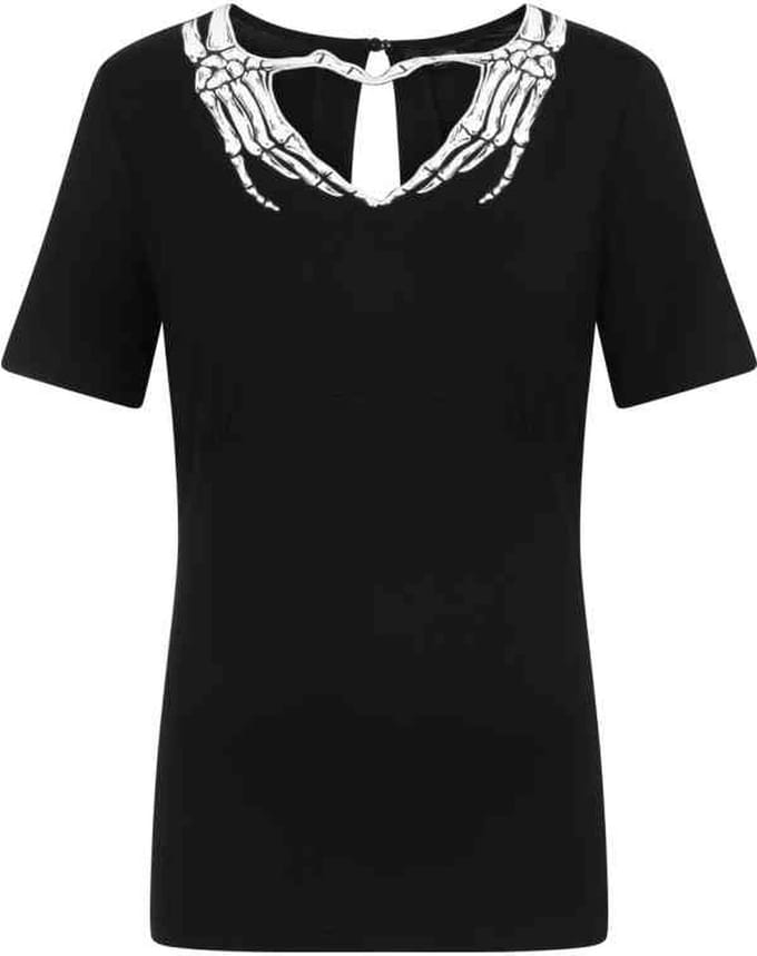 Banned - SKELEON HEART Top - S - Zwart