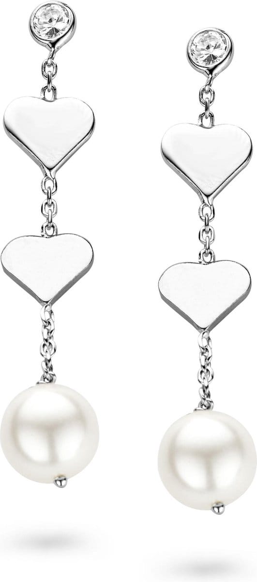 Orphelia Oorbel Pearl Hearts Sterling Zilver 925