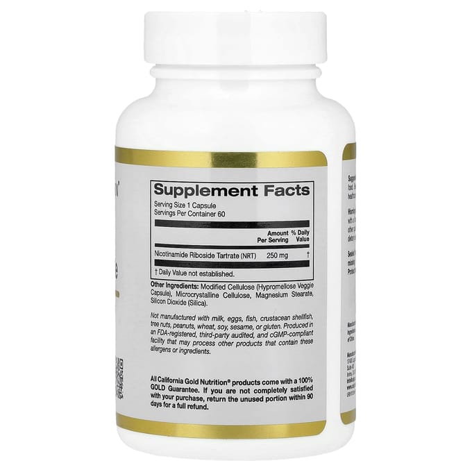 Nicotinamide Riboside Tartraat (NR), 250 mg, 60 Vegetarische Capsules