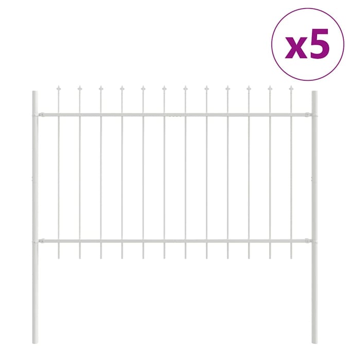vidaXL - Tuinhek - WOERDEN - 5 - st - 8,5 - x - 1 - m - Poedergecoat - staal - Wit