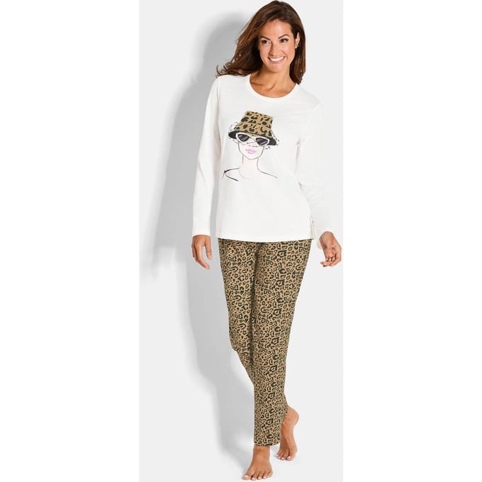 Pyjama met animal-print - gebroken wit / camel / zwart - Gr. 24/25 van Goldner Fashion