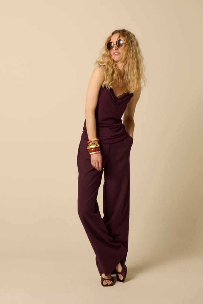 Sissy-Boy - Donkerrode high waist wide leg broek
