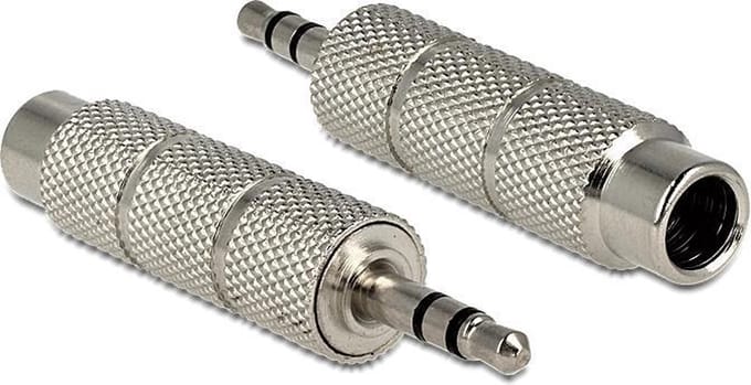 Adapter stereo 3,5 mm stekker naar 6,35 mm aansluiting 3 pin