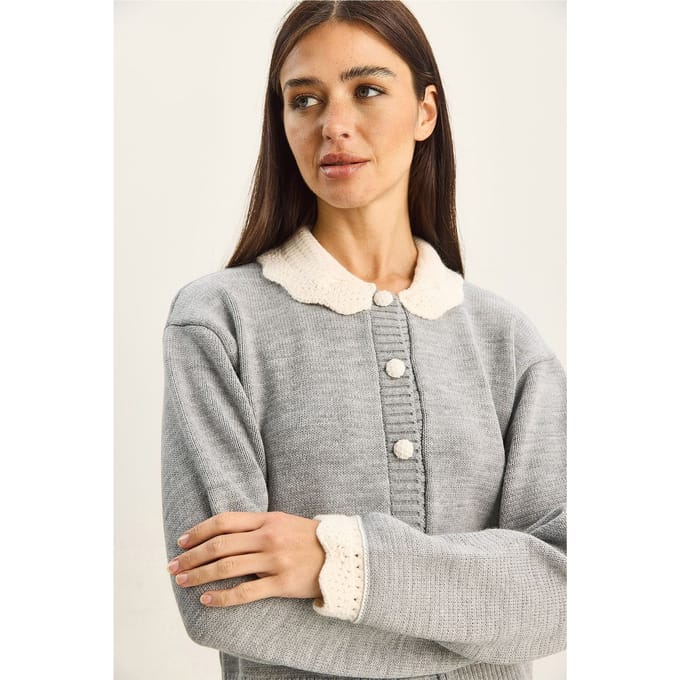 Dikke Geribbelde Gebreide Cardigan met Knopenclosure
