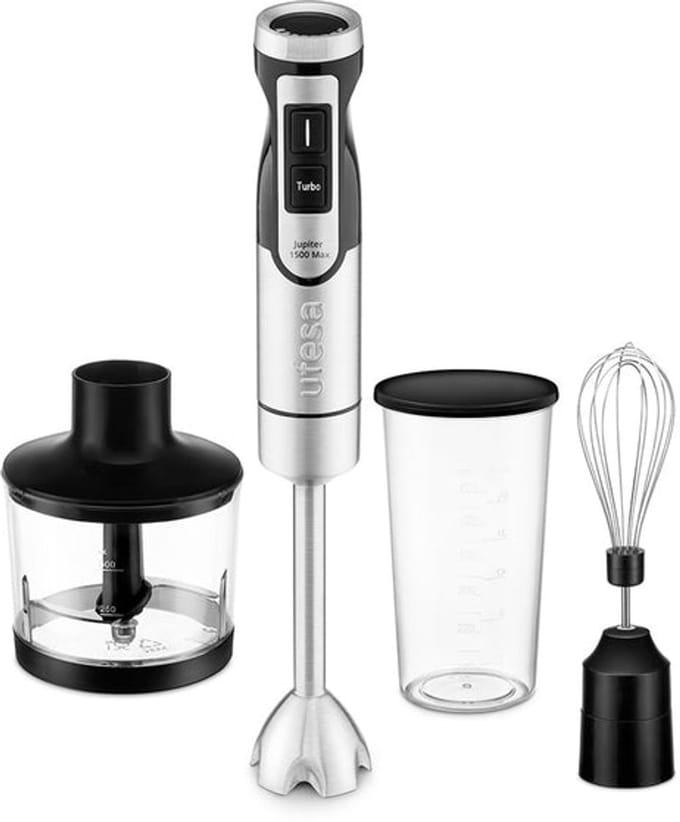 Ufesa Jupiter 1500 Max Staafmixer Set – 1500W – Variabele Snelheid – Hakmolen, Garde en Maatbeker – RVS