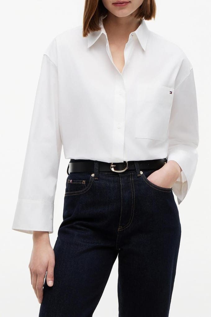 Tommy Hilfiger Modern Regular Poplin Ls Th Optic White Größe: 38 | Business hemden Outlet | Damen | Weiß