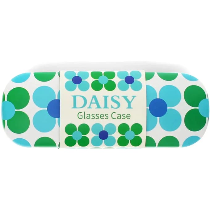 Blauw en groen bril etui met madeliefje Rex London