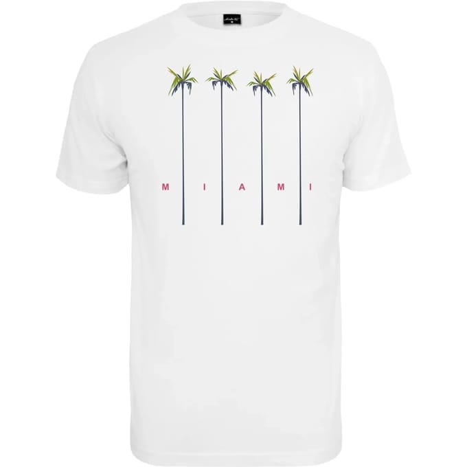 Mister Tee - Miami Palms Round Neck Heren T-shirt - XL - Wit