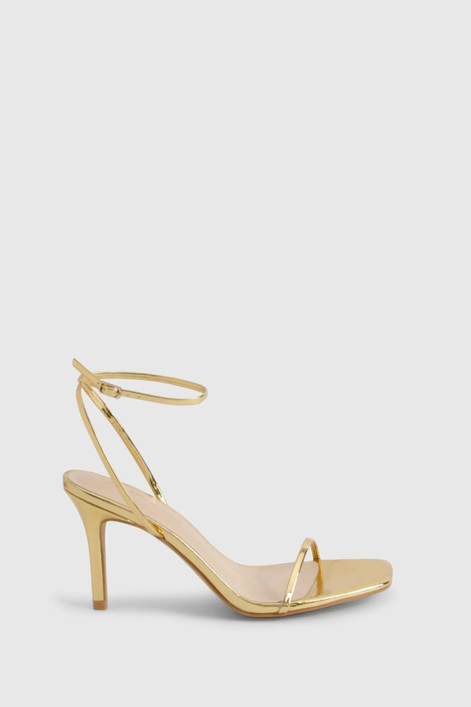 boohoo Dames Breed Passend Metallic Nagenoeg Onzichtbare Lage Stiletto Hakken | Goud | Maat: 37