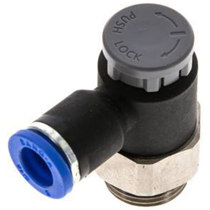 L-stuk Regelventiel 8 mm - G3/8'' Regeling-Uit Messing/Nylon Borgmoer