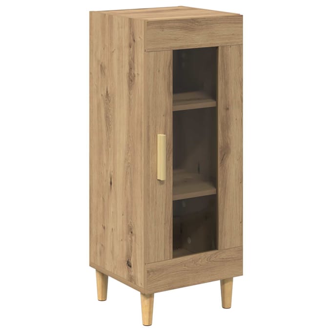 vidaXL - Dressoir - Artisan - Eiken - 34.5 - x - 32.5 - x - 90 - cm - Bewerkt - hout