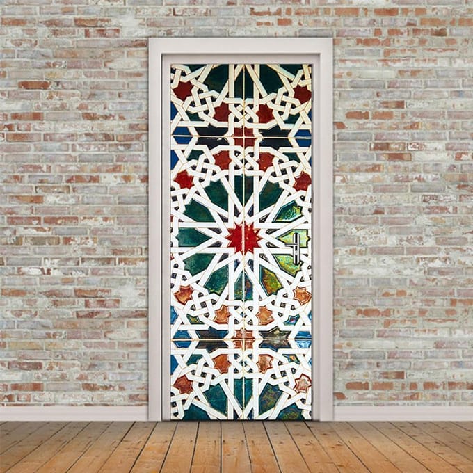 Walplus - Deur Decoratie Sticker - 12 Puntige Ster - Multicolor