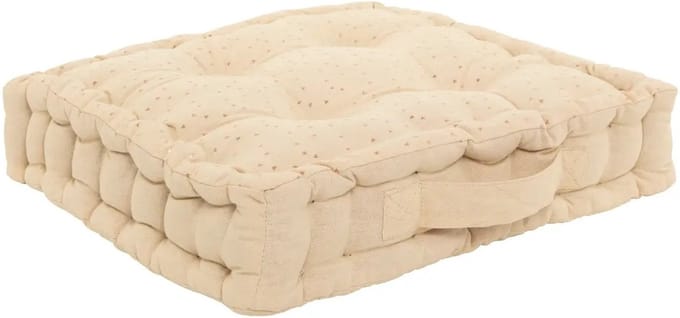 Atmosphera Vloerkussen Nepal - beige - met glitters - 40 x 40 x 8 cm - grond zitkussen