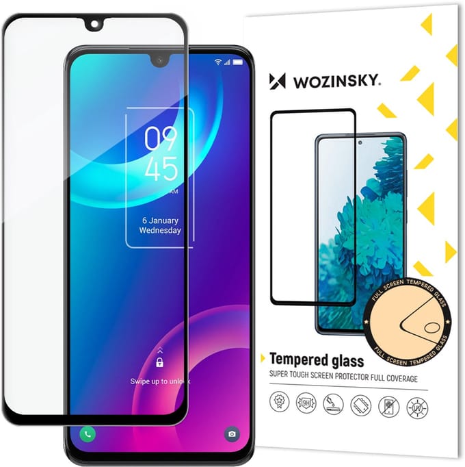 Wozinsky Serie - Gehard Glasbescherming - TCL 30 Plus - Full Glue - 9H - Zwart