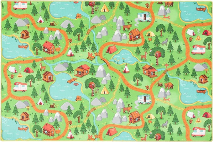Snapstyle Vloerkleed Kinderen spelen Camping