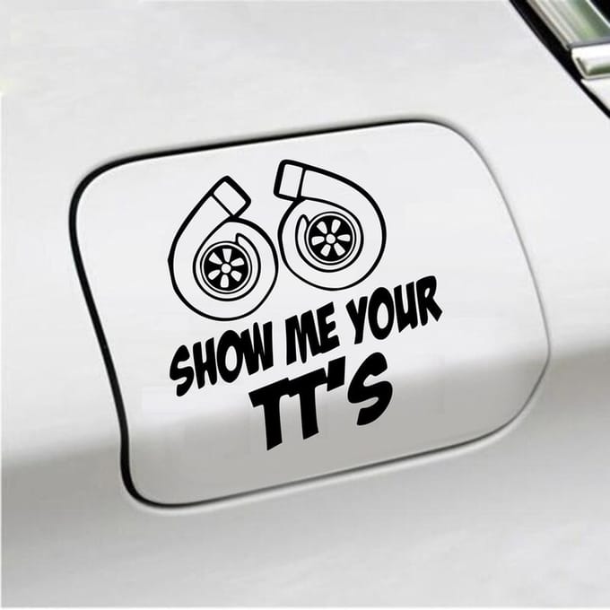 Bumpersticker - Show Me Your TTs - 15 X 15 - Zwart