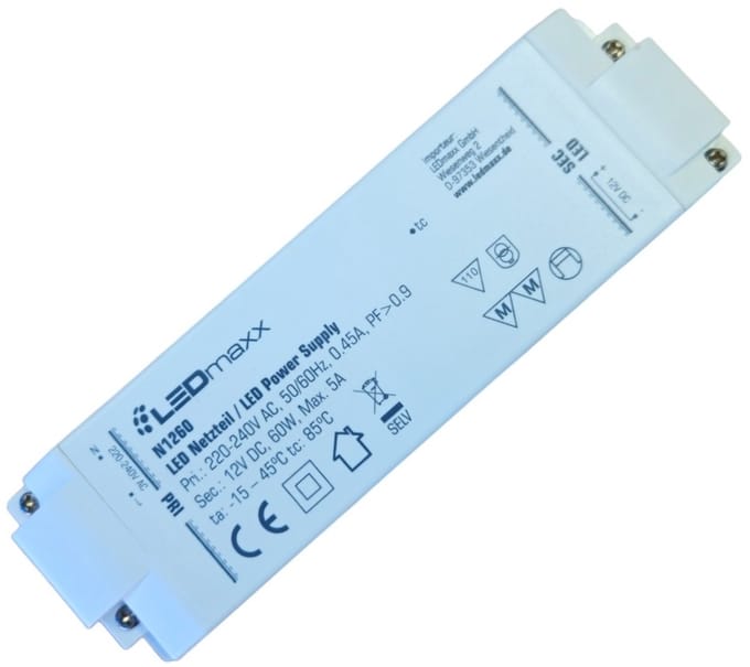 LEDmaxx LED driver 230V-12Vdc 60W max 5A | 60 watt | 163x43x29 mm