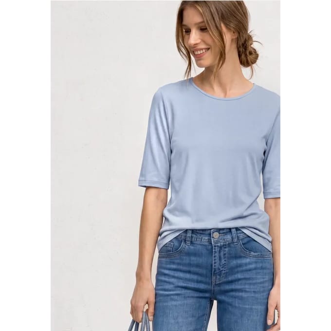Basic Shirt met ronde hals in Unifarbe