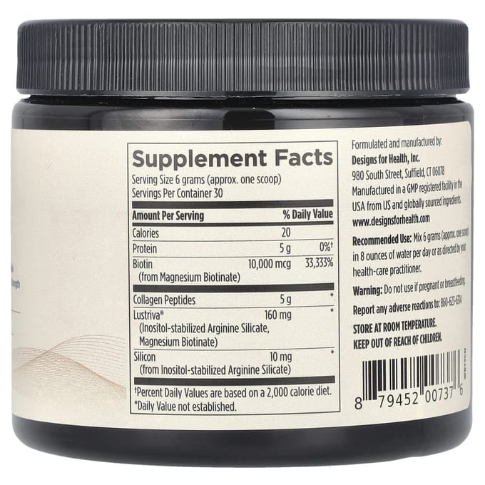 Designs For Health, Whole Beauty Collagen™, Non aromatisé, 6,3 oz (180g)