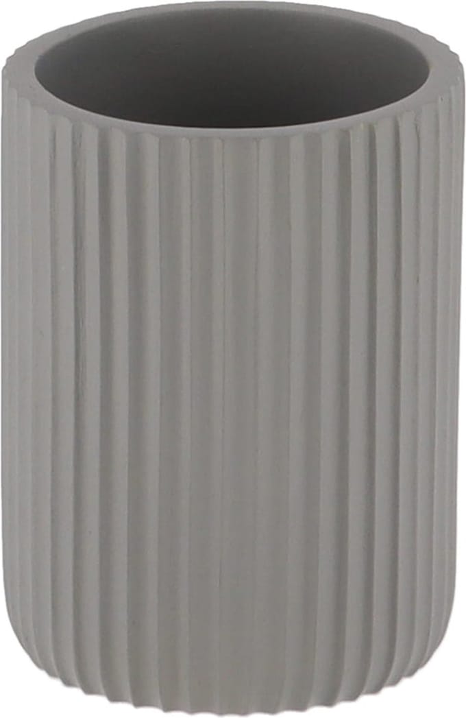Tendance Tandenborstelbeker 101 series - grijs - geribbeld - PS - 7x9,5 cm - badkamer