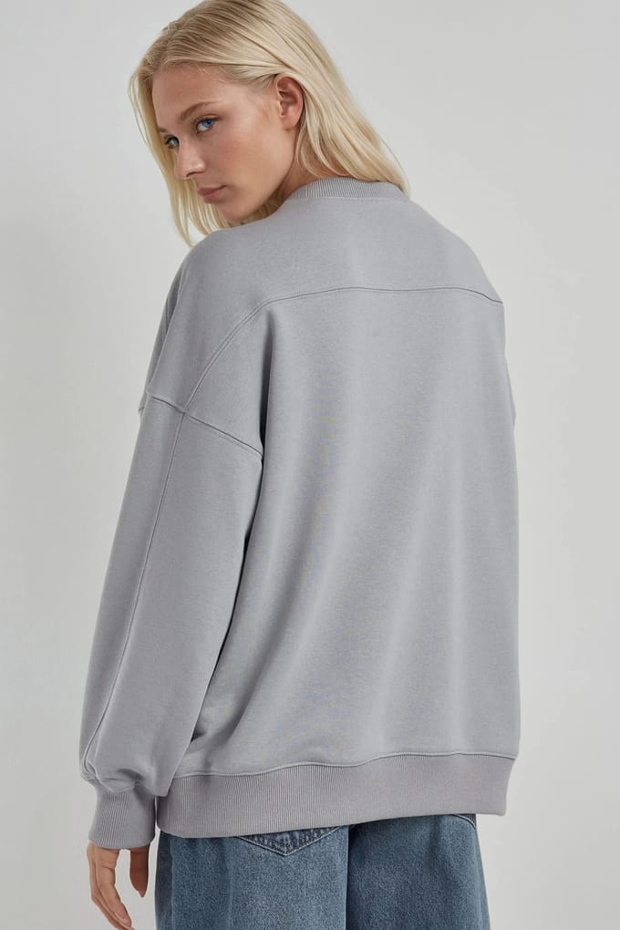 Ontspannen Pasvorm Crew Neck Gebreid Sweatshirt