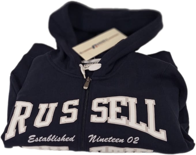 RUSSELL ATHLETIC KIDS / HOODY/ LONG ZIPPER / NAVY/ WHITE APLIC-140