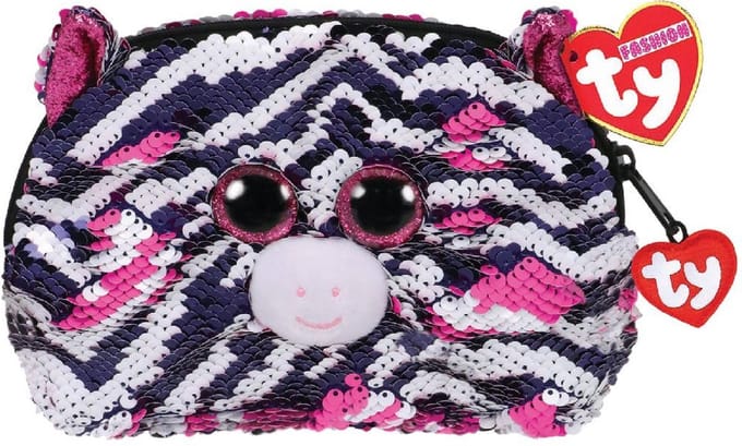 TY Fashion Handtas Zebra Zoey 20 cm Zwart/Wit/Roze