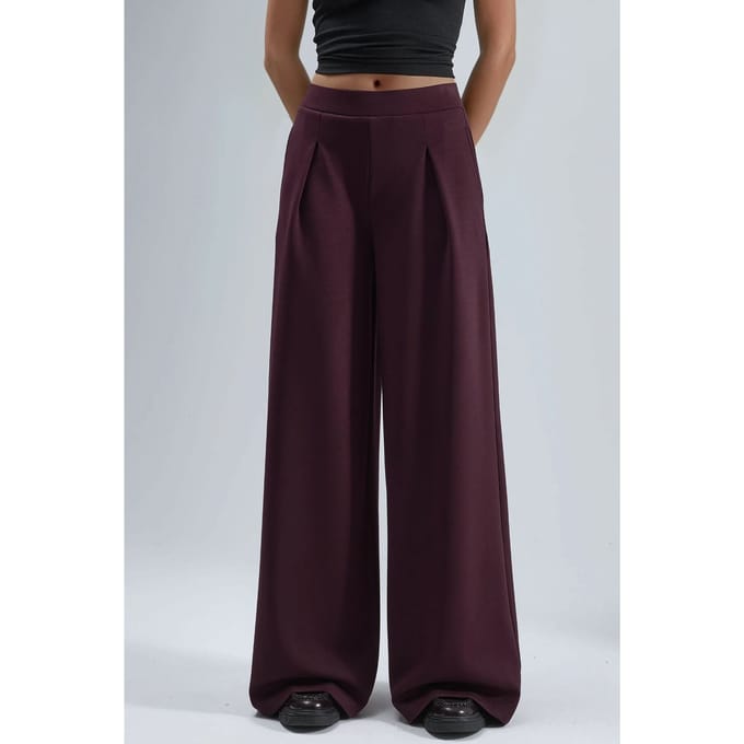 Elastische Taille Geplooide Palazzo Broek