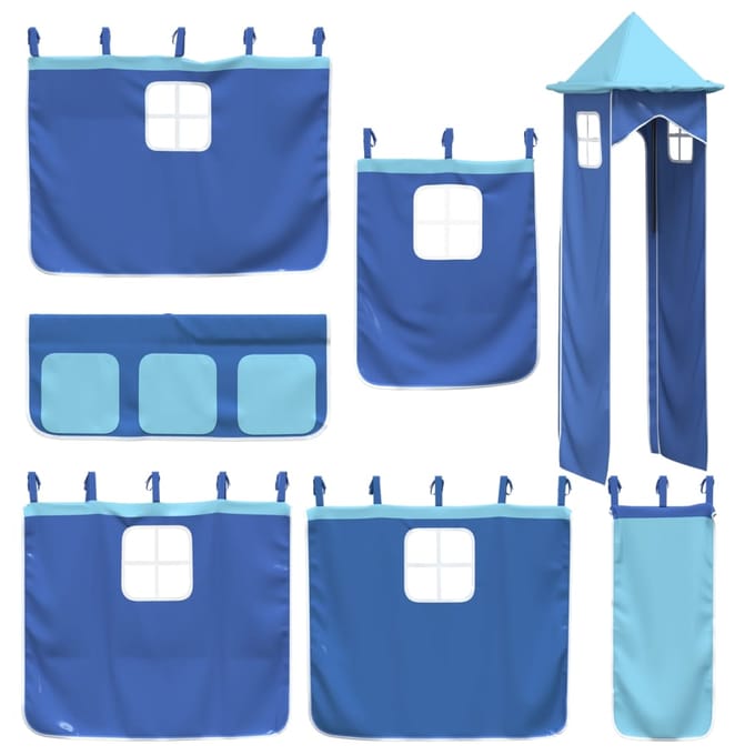 vidaXL - Gordijnen - voor - hoogslaper - met - toren - polyester - blauw