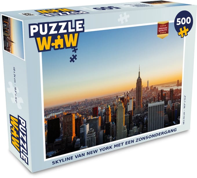 Puzzel New York - Skyline - Zonsondergang - Legpuzzel - Puzzel 500 stukjes