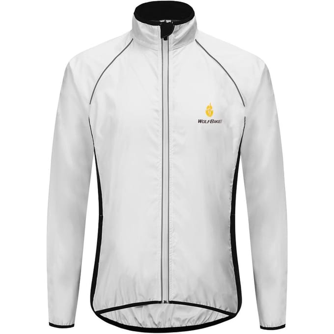 Herenfietsjack Winddicht Waterbestendig Fiets Jersey Tops S wit