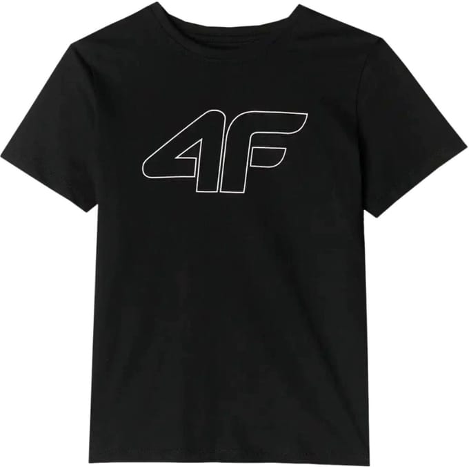 Kinder T-Shirt van Katoen 4F Slank, Groot Zwart Logo, Maat 128