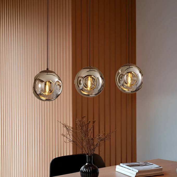 Lindby - hanglamp - 3lichts - Glas, ijzer - E14 - bruin, rookgrijs