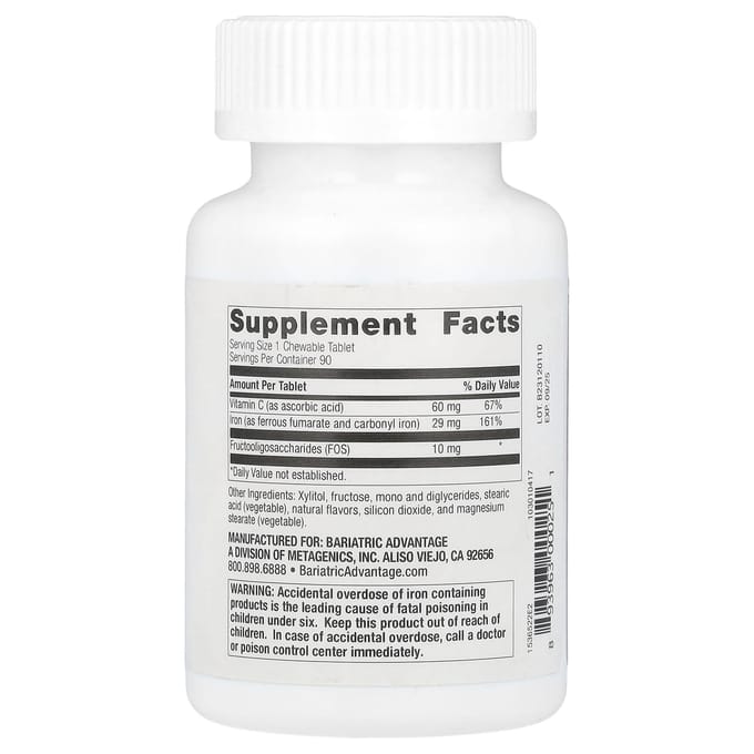Kauwbaar IJzer met Vitamine C, Passievrucht, 90 Tabletten