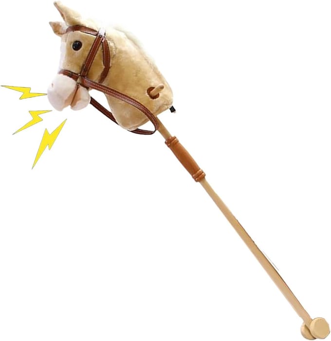 Pluche Stokpaard - Knuffeldier Dier - Rollenspel Kinderen - Met Cowboy Lied - 100 cm Lengte