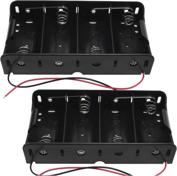 2 Stuks Batterijhouder 4x D Cel 1.5V met Aansluitdraden Zwart