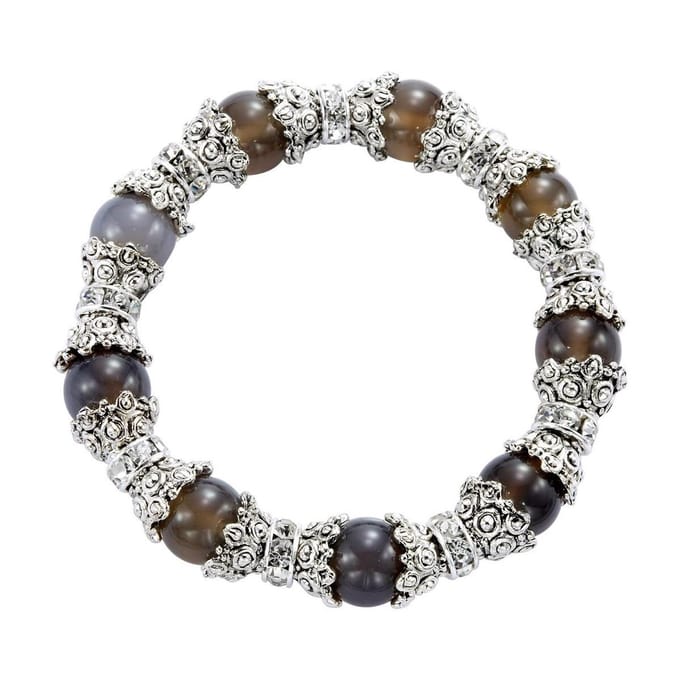 Behave - Armband - Elastische - Grijze Opaal Natuursteen