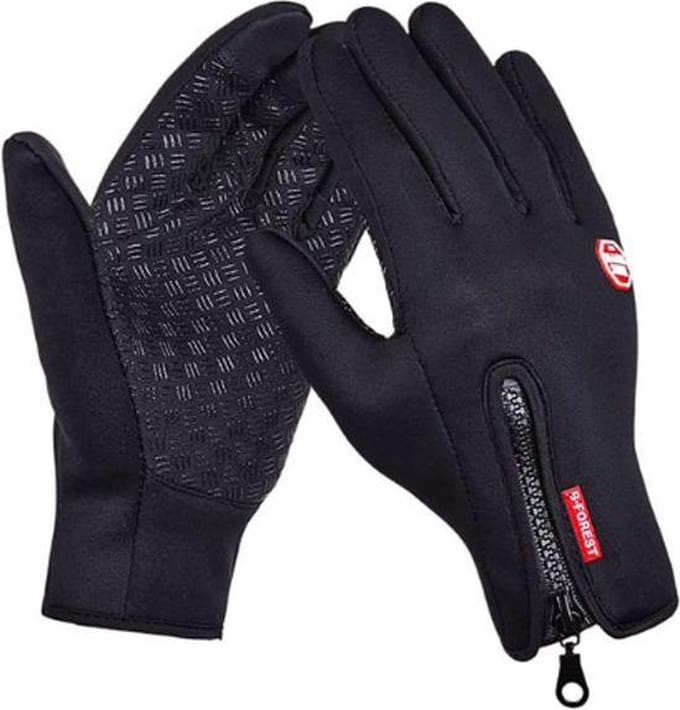 *** Handschoenen Warm Tech - Touchscreen - Waterdicht - Fleece - Unisex - Zwart - Maat M - van Heble® ***