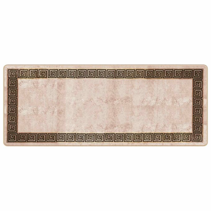 vidaXL - Tapijt - Runner - MARSA - Beige - en - Zwart - 80 - x - 200 - cm - Polyester - en - PVC